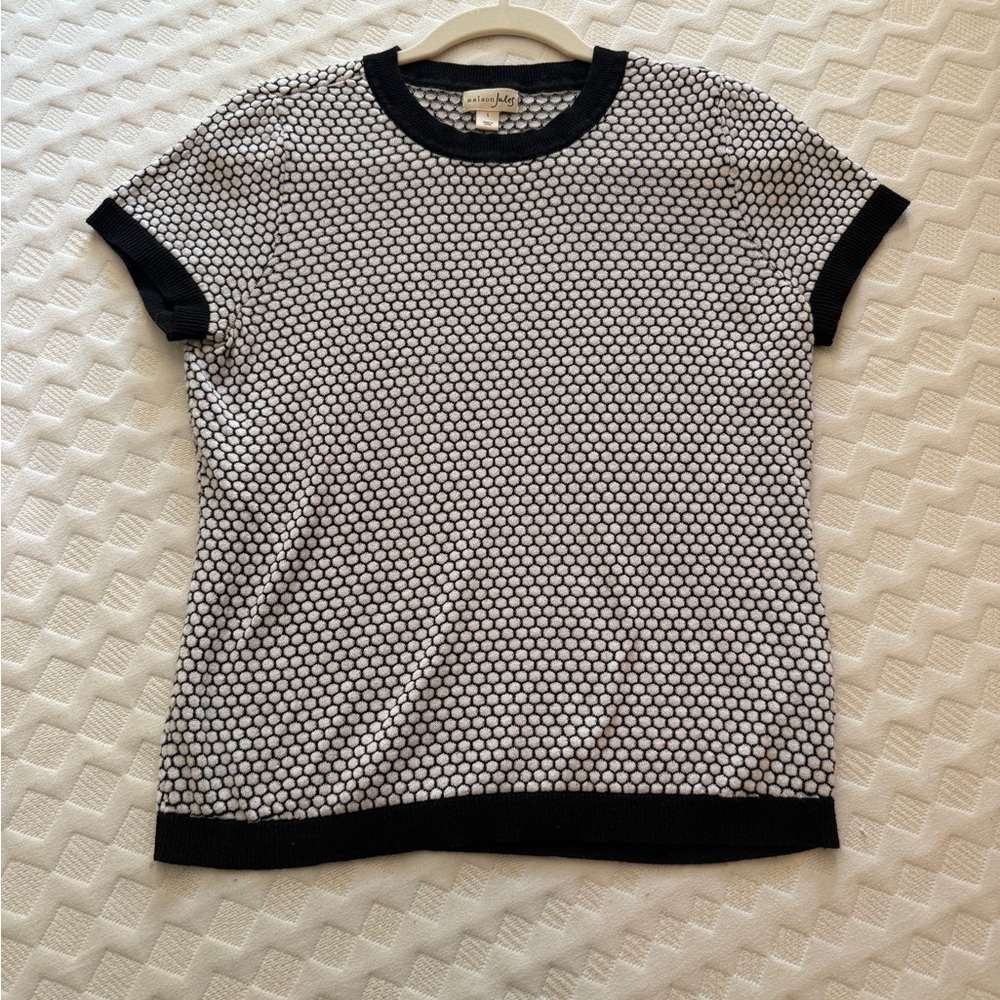 Maison Jules Black and White Short Sleeve Top